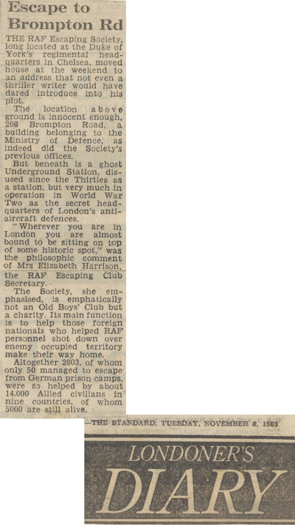 19831108 RAF ESCAPING SOCIETY BROMPTON ROAD TUBE STATION ELIZABETH HARRISON ES.jpg